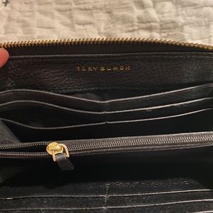 Black Textured Leather Tory Burch wallet